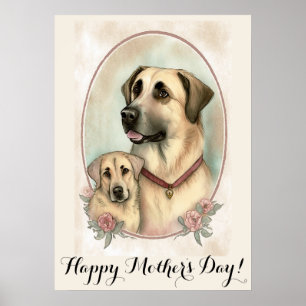 Poster Fête des mères mignonne Pasteur anatolien Chien Ma
