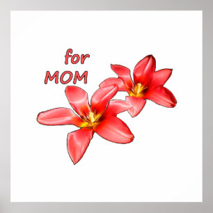 Poster Fête des Mères - Tulipes pour maman - Illustration