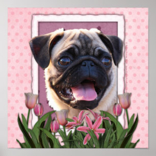 Poster Fête des mères - Tulipes roses - Carlin