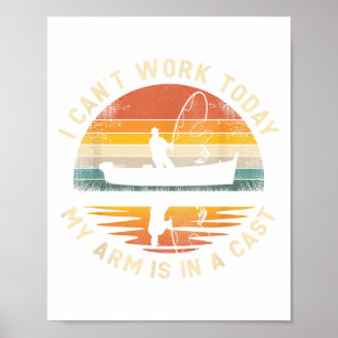 Poster Fête des pères de pêche Je ne peux pas travailler 