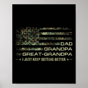 Poster Fête des pères du drapeau camouflage américain Gra