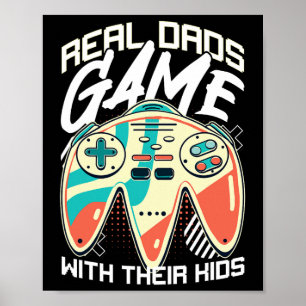 Poster Fête des pères Gamer Papa jeu vidéo Père Stepdad F