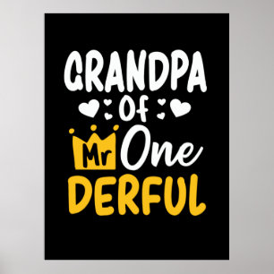 Poster Fête des pères  Grand-père de M. Onederful 1er ann