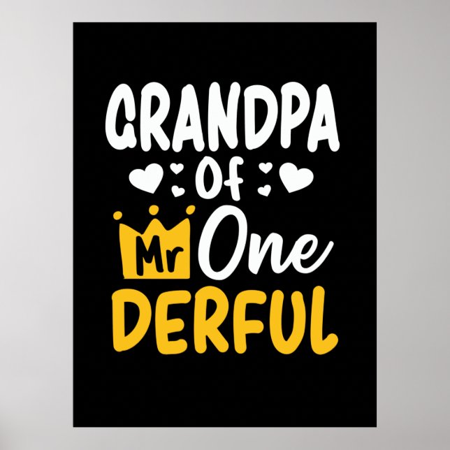 Poster Fête des pères |Grand-père de M. Onederful 1er ann (Devant)