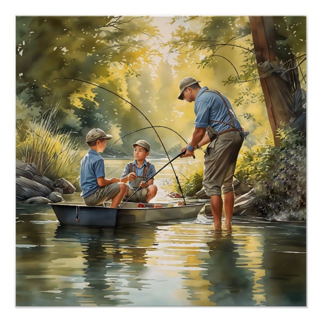 Poster Fête des pères partie pêche (Devant)