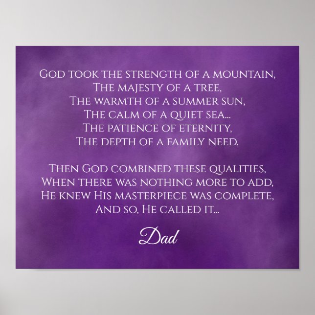 Poster Fête des pères Poème cadeau pour papa (Devant)