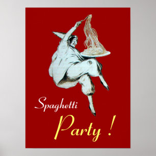 Poster FÊTE DES SPAGHETTIS, CUISINE ITALIENNE, rouge