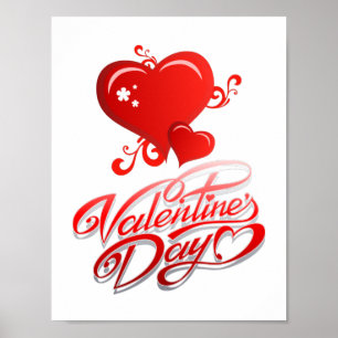 Poster fête des valentines joyeuses aux coeurs rouges