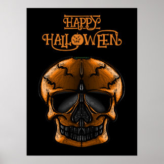 Poster Fête d'Halloween Crâne de Citrouille