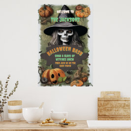 Poster Fête d'Halloween de Sorcière Effrayante