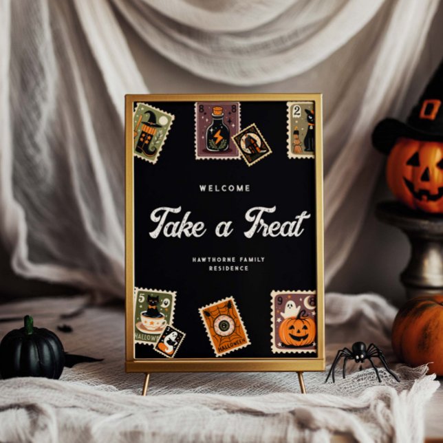 Poster Fête d'Halloween de timbre postal éffrayant (Créateur téléchargé)