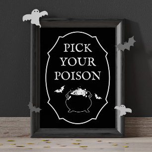 Poster Fête d'Halloween noire Choisissez votre poison