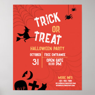 Poster Fête d'Halloween vintage Trick Or Treat