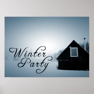 Poster fête d'hiver : neigée en cabine