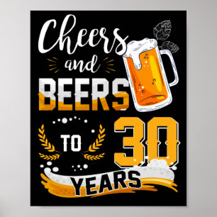 Poster Fête du 30e anniversaire Salue et bière à 30 ans