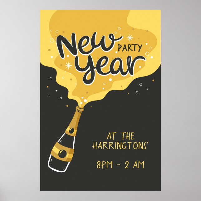 Poster Fête du nouvel an du texte personnalisé (Devant)