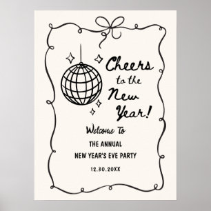 Poster Fête du Nouvel An Fantaisiste Boule Disco