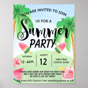 Poster fête du parc de la plage d'été