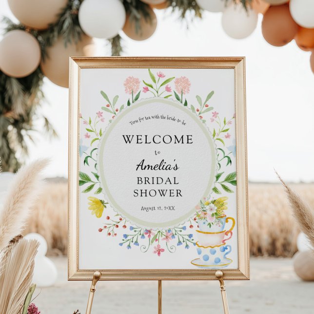 Poster Fête du Thé : Bienvenue au Shower de Mariée Fleur  (Créateur téléchargé)