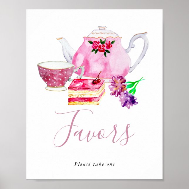 Poster Fête du thé de l'après-midi Favorisez la fête des  (Devant)
