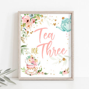 Poster Fête du thé pour trois Fille 3ème Troisième annive