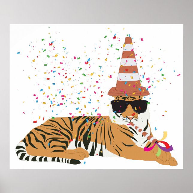 Poster Fête du tigre - Animaux ayant une fête (Devant)