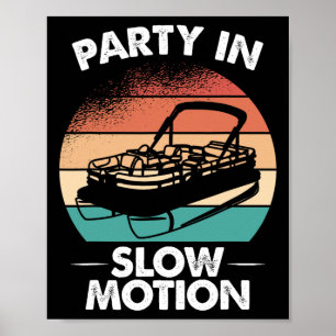 Poster Fête En Mouvement Lent Ponton Bateau Coucher du so