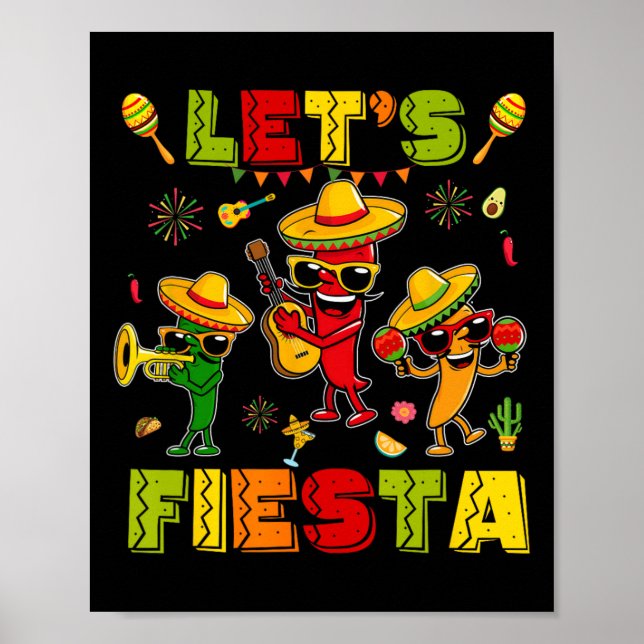 Poster Fête Fête Fête Fête Mexicaine Faisons Fête Fête Ci (Devant)