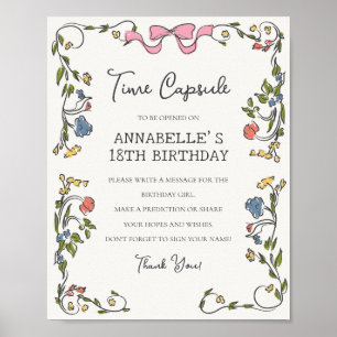 Poster Fête Jardin Whimsical Flora Anniversaire Heure Cap