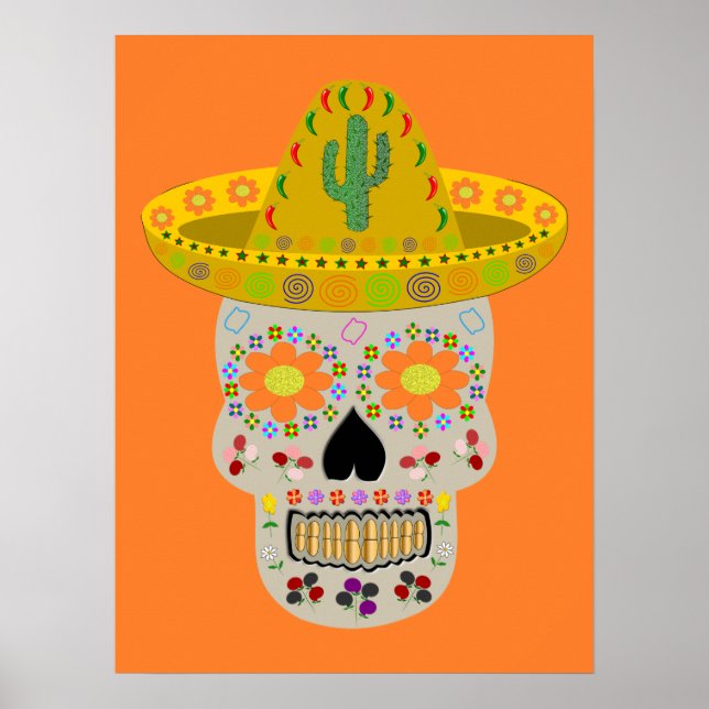 Poster Fête mexicaine du crâne mort (Devant)