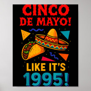 Poster Fête mexicaine rétro cinq mai