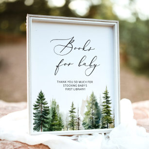 Poster Fête minimale bébé forêt Livres pour bébé