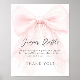 Poster Fête moderne de bébé fille avec un ruban rose