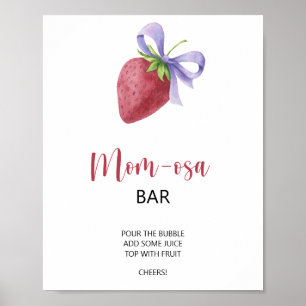 Poster Fête prénatale bébé avec bar à mimosa aux fraises