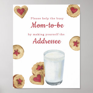 Poster Fête prénatale Bébé lait & cookies Maman destinata