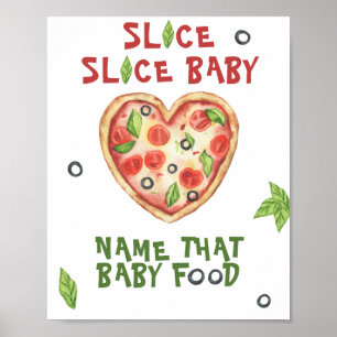 Poster Fête prénatale Pizza baby - nommez ce bébé nourrit