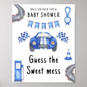 Poster Fête prénatale pour bébé de course Devine le doux