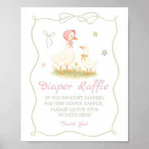Poster Fête Prénatale Rose Mère l'Oie Tirage au Sort de C