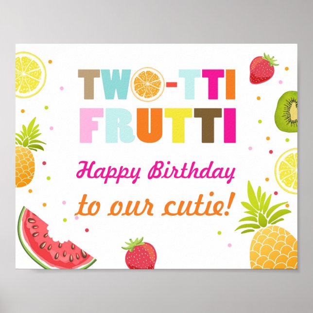 Poster Fête signe heureux anniversaire Deux tti frutti Fr (Devant)