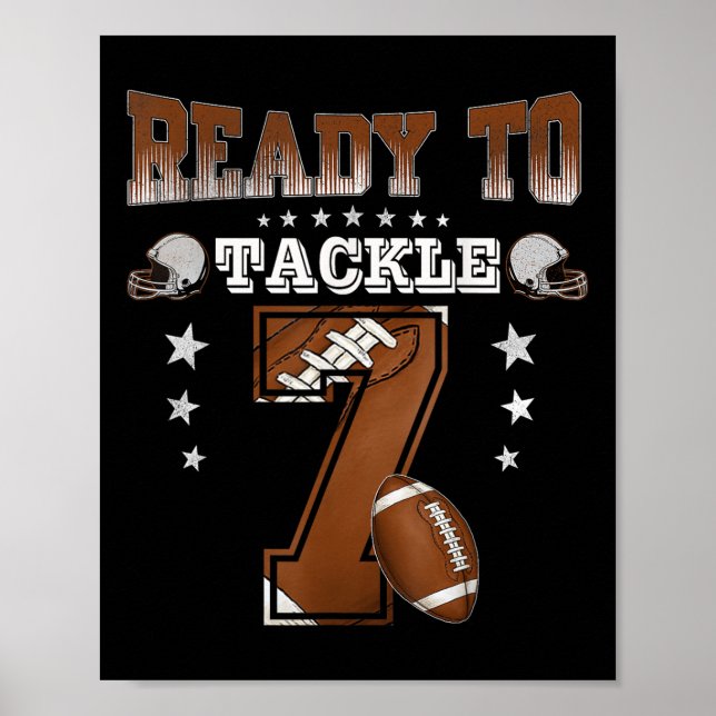 Poster Fête Thème Football pour garçon 7 ans  (Devant)