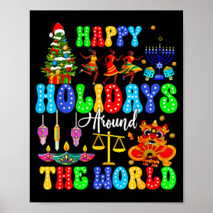 Poster Fêtes autour du monde Noël Hanukkah Kwanzaa Diwali