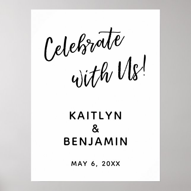 Poster Fêtez avec nous ! Signe Mariage de typographie sim (Devant)