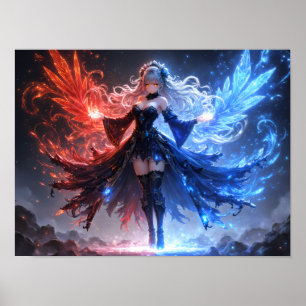 Poster Feu céleste et sorcière de glace fille
