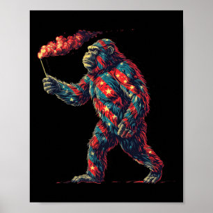 Poster Feu d'artifice 4 juillet Hommes Sasquatch Amérique