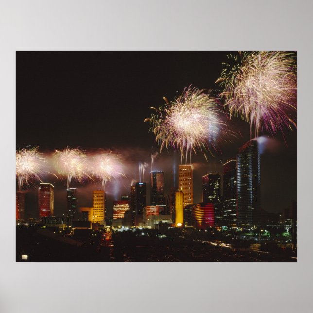 Poster Feu d'artifice à Houston Texas (Devant)