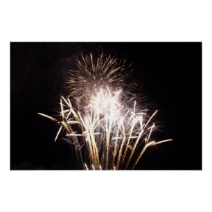 Poster Feu d'artifice blanc et or I Fête patriotique