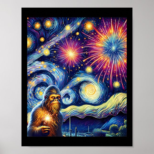 Poster Feu d'artifice de nuit 4 juillet Bigfoot Quatrième (Devant)