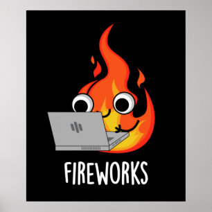 Poster Feu d'artifice Funky Fire Flame Pun Dark BG