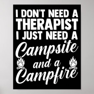 Poster Feu de camp camping vie en forêt campeur 