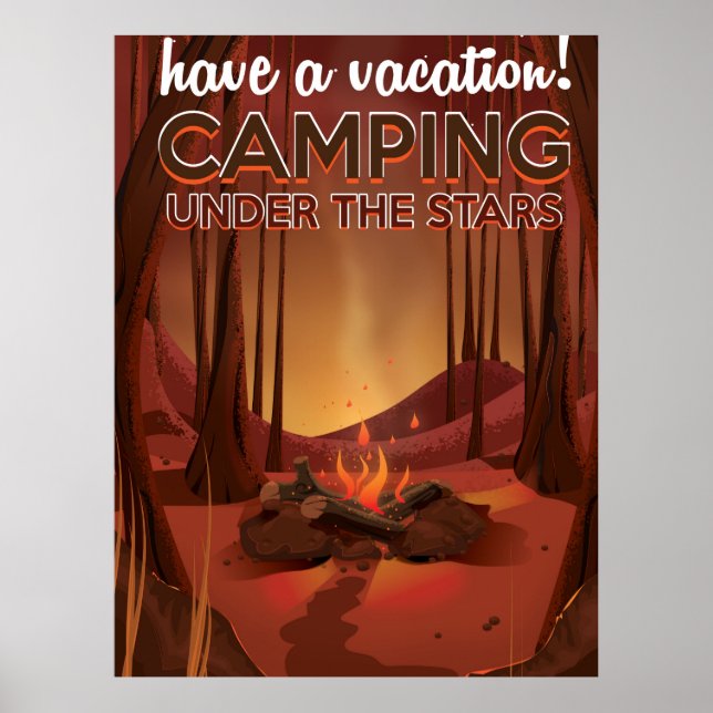 Poster Feu de camp dans la forêt. (Devant)